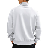 Men's Casual Solid Color Fleece Zipper Stand Collar Loose Sweatshirt 22895255M