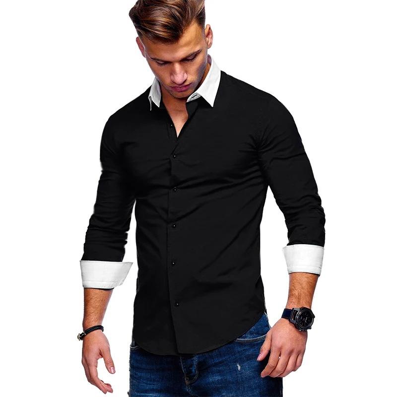 Men's Lapel Solid Color Loose Button Long Sleeve Shirt 79701214X