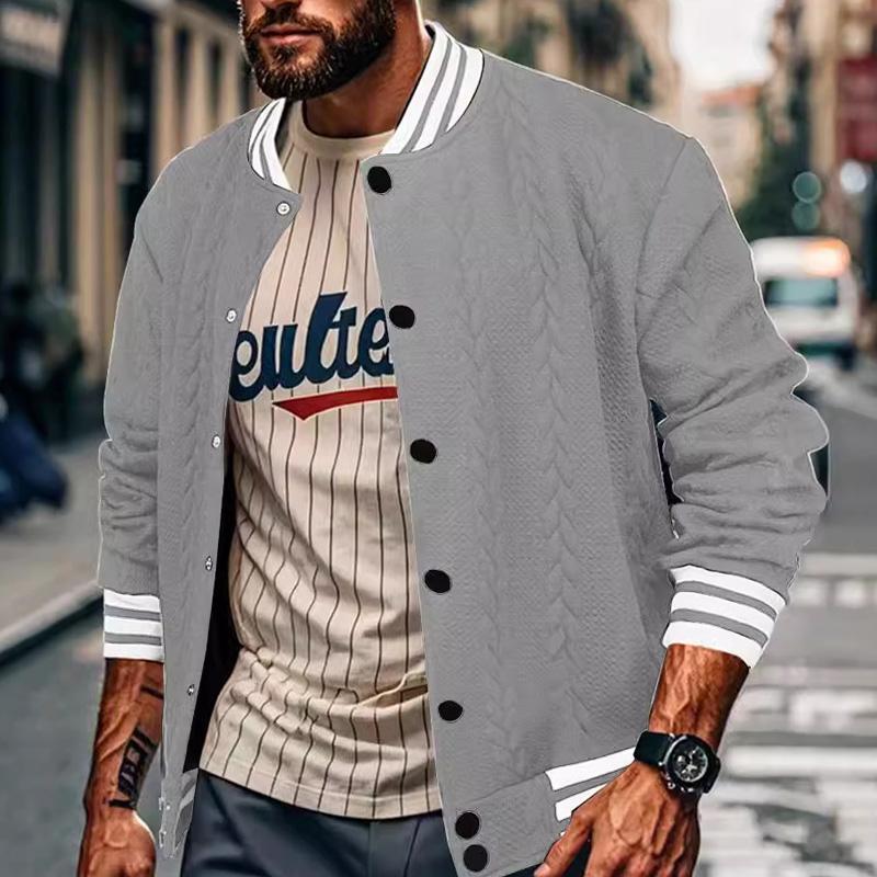 Veste de baseball décontractée à simple boutonnage pour hommes 95897985X