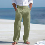 Men's Casual Cotton Linen Breathable Loose Beach Pants 10390798M