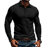 Men's Casual Elastic Long Sleeve POLO Shirt 38636391X