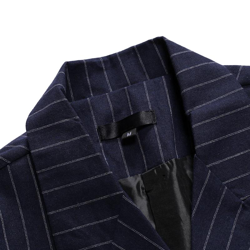 Men's Casual Striped Peaked Lapel Double Breasted Slim Fit Blazer 38287453M