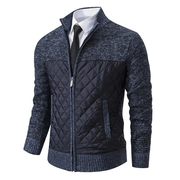 Men's Quilted Stand Collar Knit Cardigan 16216098F