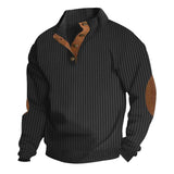 Men's Casual Stand Collar Long Sleeve Jacquard Striped Sweatshirt 73094402X