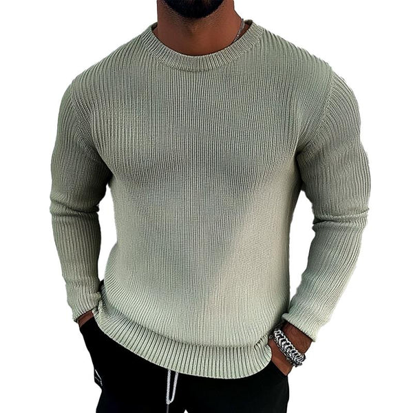 Men's Solid Color Crew Neck Knitted Sweater 95317354X