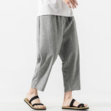 Men's Casual Solid Color Cotton And Linen Straight Pants 88212666Y