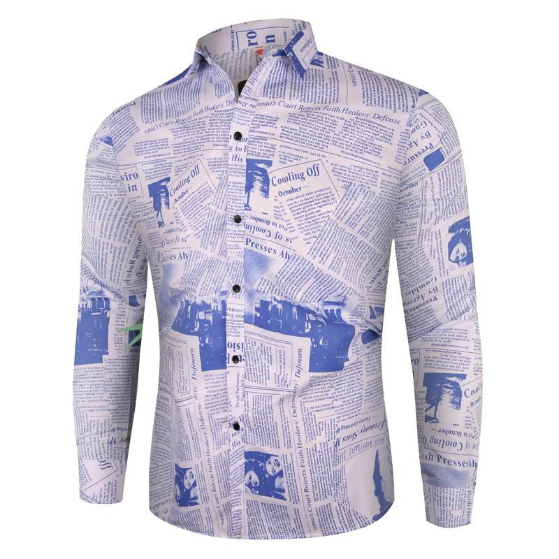 Men's Casual Lettered Long Sleeve Shirt 52230341TO