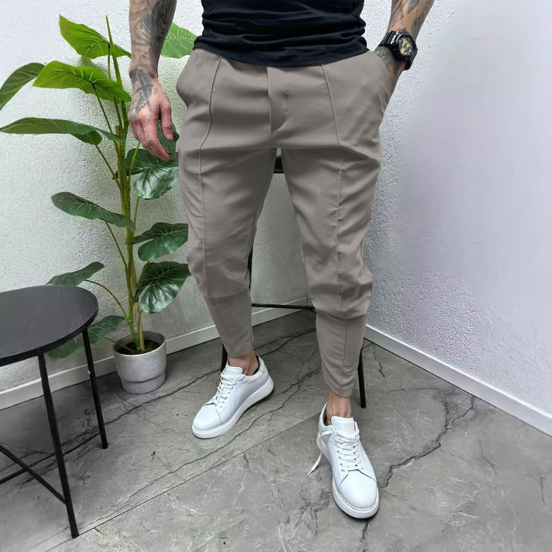 Men's Retro Casual Solid Color Drawstring Skinny Pants 11295927TO