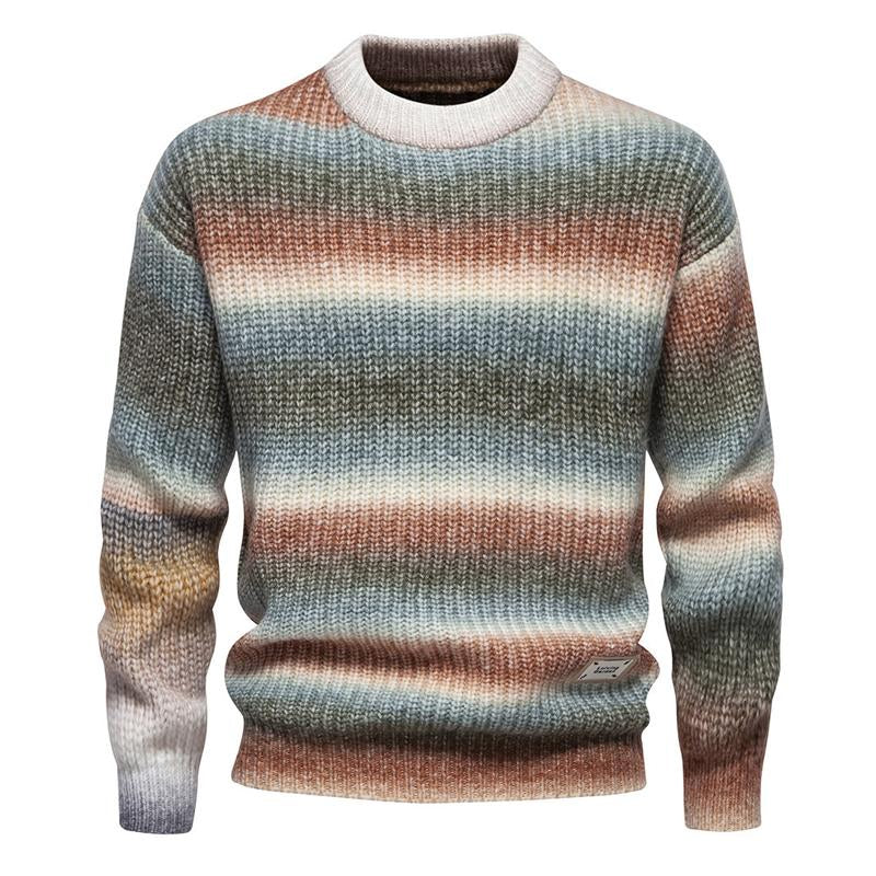 Pull à col rond en laine de mouton Colorblock pour hommes 72493663U