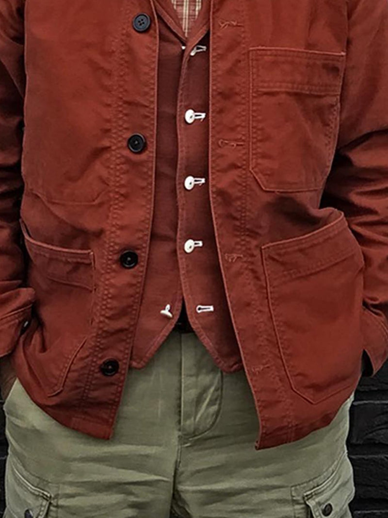 Men's Causal Jacket Solid Long Sleeve Pockets Jacket 57228358V