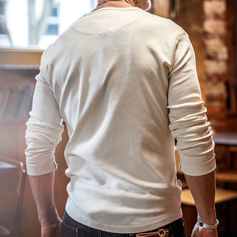 Men's Casual Solid Color Button Henley Neck Long Sleeve T-Shirt 38178771Y