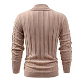Men's Casual Thin Lapel Twist Slim Fit Knitted Pullover Sweater 96731494M