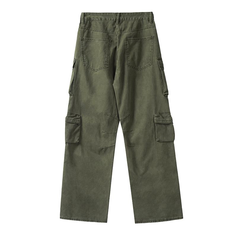 Pantalón cargo vintage vintage deslavado, recto y con múltiples bolsillos para hombre 26247555M