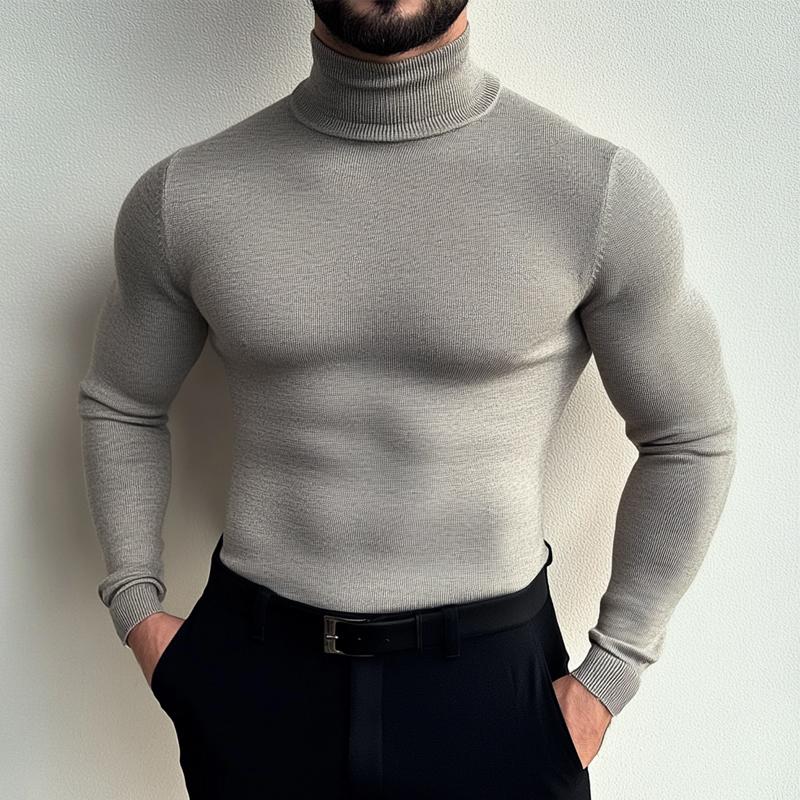 Men's Solid Color Turtleneck Knitted Sweater 34855802X