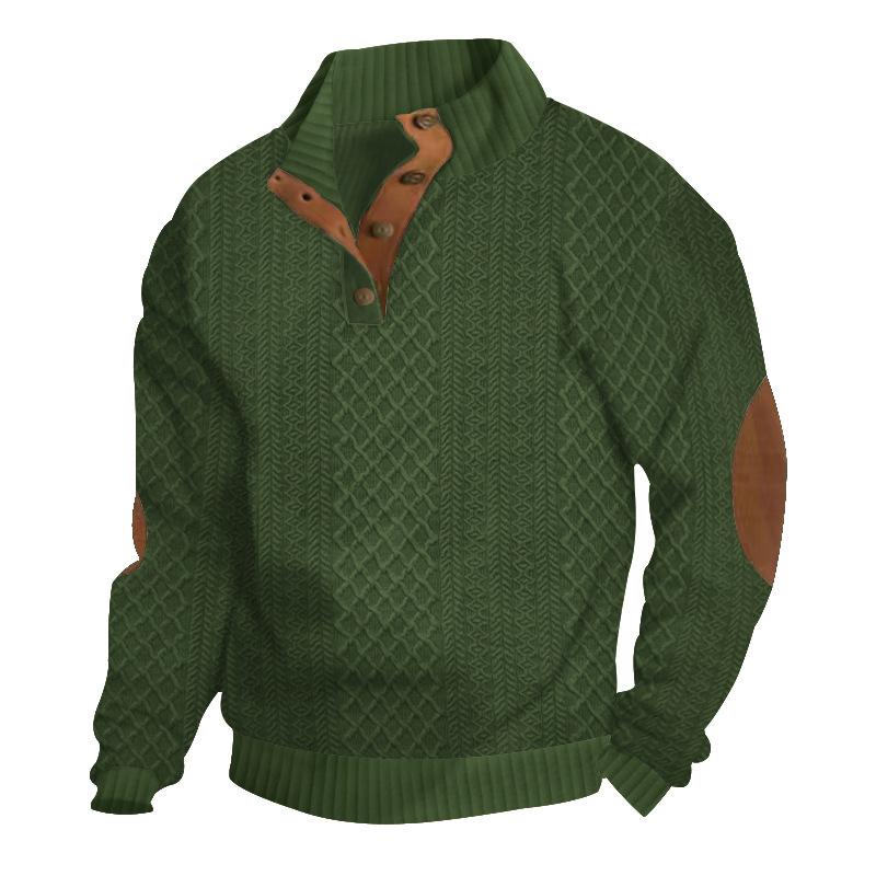 Men's Outdoor Stand Collar Long Sleeve Jacquard Knitted Pullover Sweatshirt 84101852X