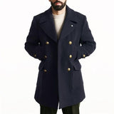 Men's Vintage Solid Color Woolen Lapel Coat 26520427Y