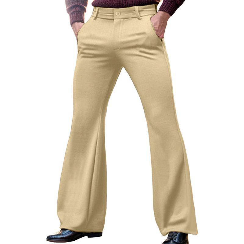 Men's Casual Solid Color Slant Pocket Slim Flared Pants 80467890M