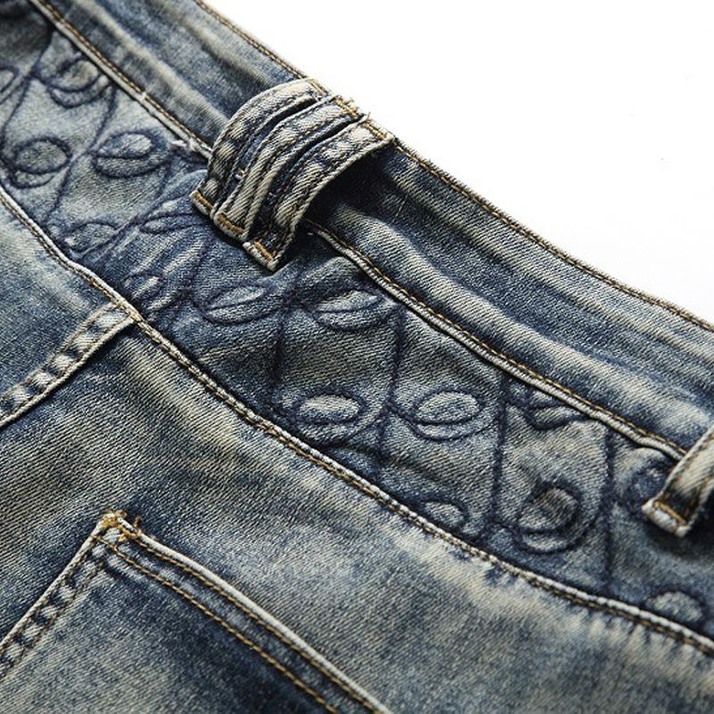 Men's Vintage Distressed Embroidered Jeans (belt Not Included) 29256824X