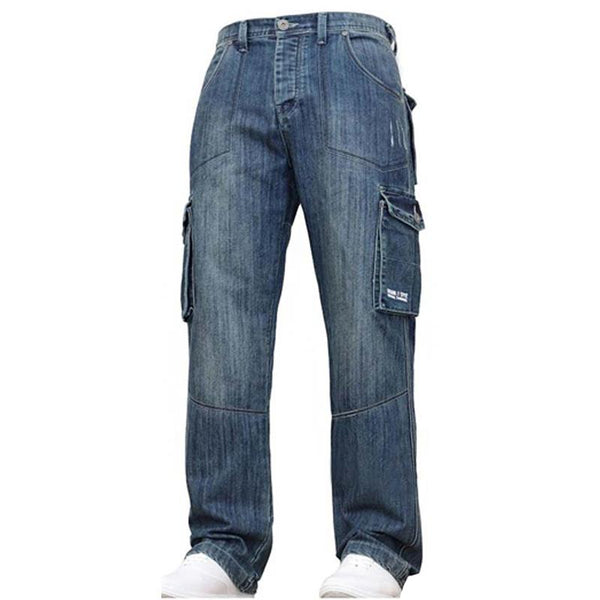 Men's Loose Vintage Multi Pocket Jeans 93979419Y