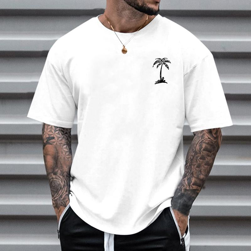 Men's Casual Coconut Tree Round Neck T-Shirt 38037043TO