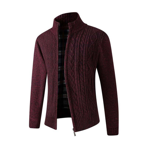 Men's Retro Classic Casual Thickened Knitted Stand Collar Slim Cardigan 82851095K