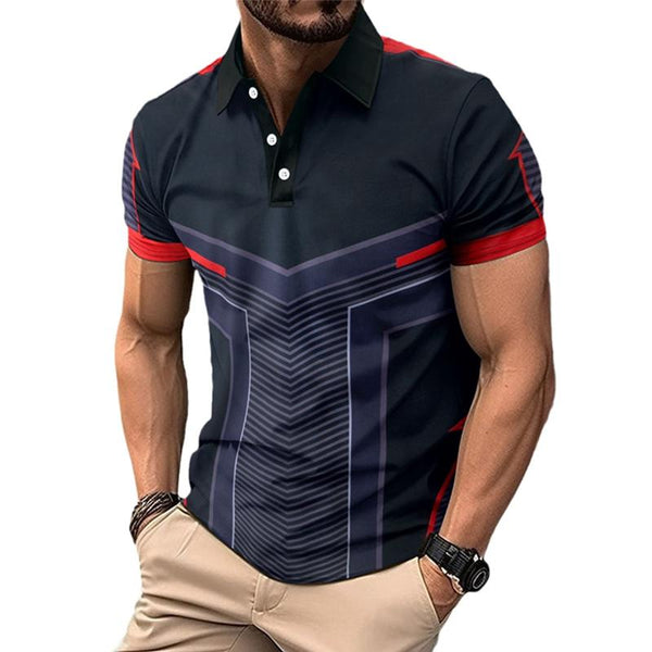 Men's Casual Printed Short-sleeved POLO Shirt 55274934X