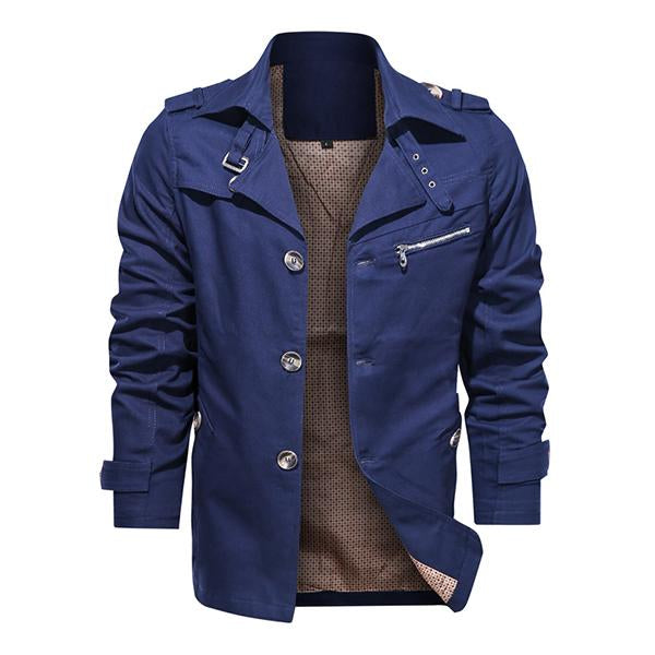 Men's Casual Cotton Lapel Mid Length Jacket 70010867M