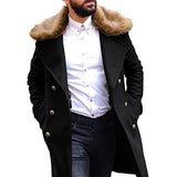 Men's Vintage Wool-Blend Wool Lapel Double-Breasted Slim Coat 10815951M