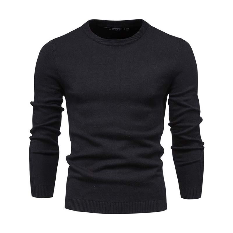 Men's Classic Casual Solid Color Round Neck Slim Sweater 81109540K