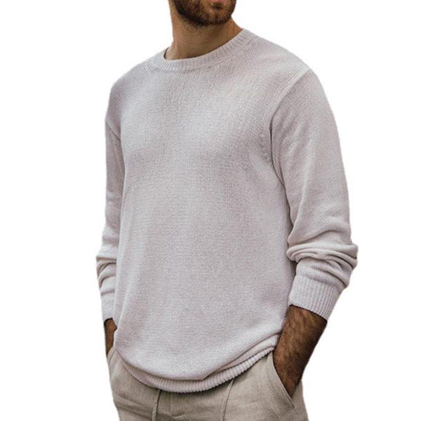 Men's Casual Round Neck Long Sleeve Loose Pullover Sweater 59847428M