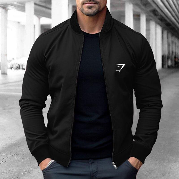 Men's Zipper Stand Collar Casual Long Sleeve Jacket 09913860X