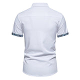Men's Cashew Flower Color Block Lapel Short Sleeve Shirt 98633168Y
