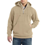 Men's Casual Solid Color Zipper Pullover Loose Long-Sleeved Hoodie 23722636M