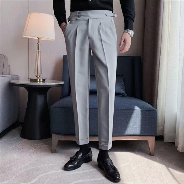 Men's British Style Slim Fit Cropped Formal Pants 80529568M
