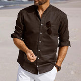 Men's Casual Solid Color Long Sleeve Lapel Shirt 27925477X