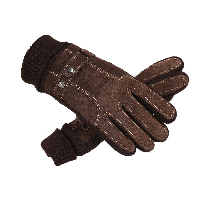 Herren Herbst Und Winter Plus Samt Baumwolle Dick Warm Touchscreen Schweinsleder Handschuhe 56642107K