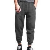 Men's Solid Color Jacquard Waffle Sweatpants 71367727X