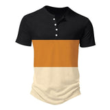 Men's Casual Patchwork Color-blocked Loose Short-sleeved T-shirt 27057165X