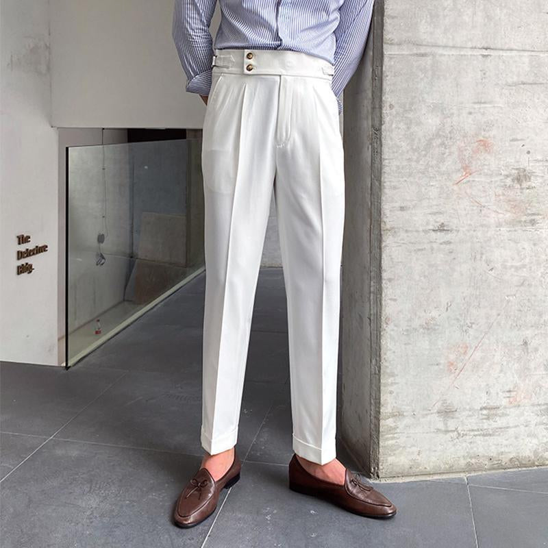 Men's British Style Drape High Waist Straight Pants 73687328M