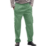 Men's Vintage Solid Color Drawstring Multi-Pocket Cargo Pants 38596082Y
