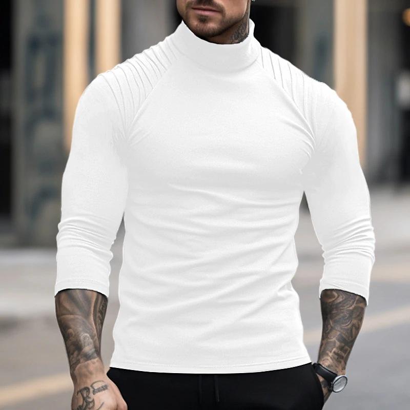 Men's Solid Color Slim High Neck Long Sleeve T-Shirt 25248331X