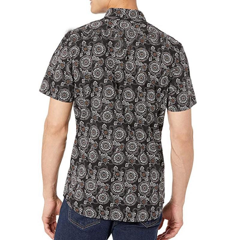 Men's Printed Lapel Short Sleeve Shirt 61904792Y