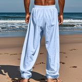 Men's Lace-up Beach Breathable Cotton and Linen Loose Pants 30111852X