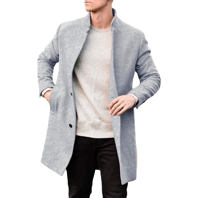 Men's Stand Collar Single Breasted Mid-length Coat 99356183Z