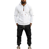 Men's Casual Loose Zipper Pullover Hoodie Elastic Waist Sports Pants Set 22777738M