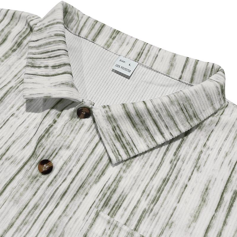 Men's Retro Brushed Striped Casual Long Sleeve Shirt 71114145U