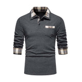 Men's Casual Lapel Slim Pocket Long Sleeve Polo Shirt 88198209K