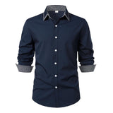 Men's Long Sleeve Solid Color Lapel Stretch Shirt 17178751X