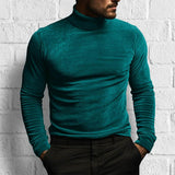 Men's Solid Color Long Sleeve Turtle Neck Tight T-Shirt 27401213X