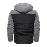 Men's Casual Padded Panel Zip Hooded Warm Coat 67160637M